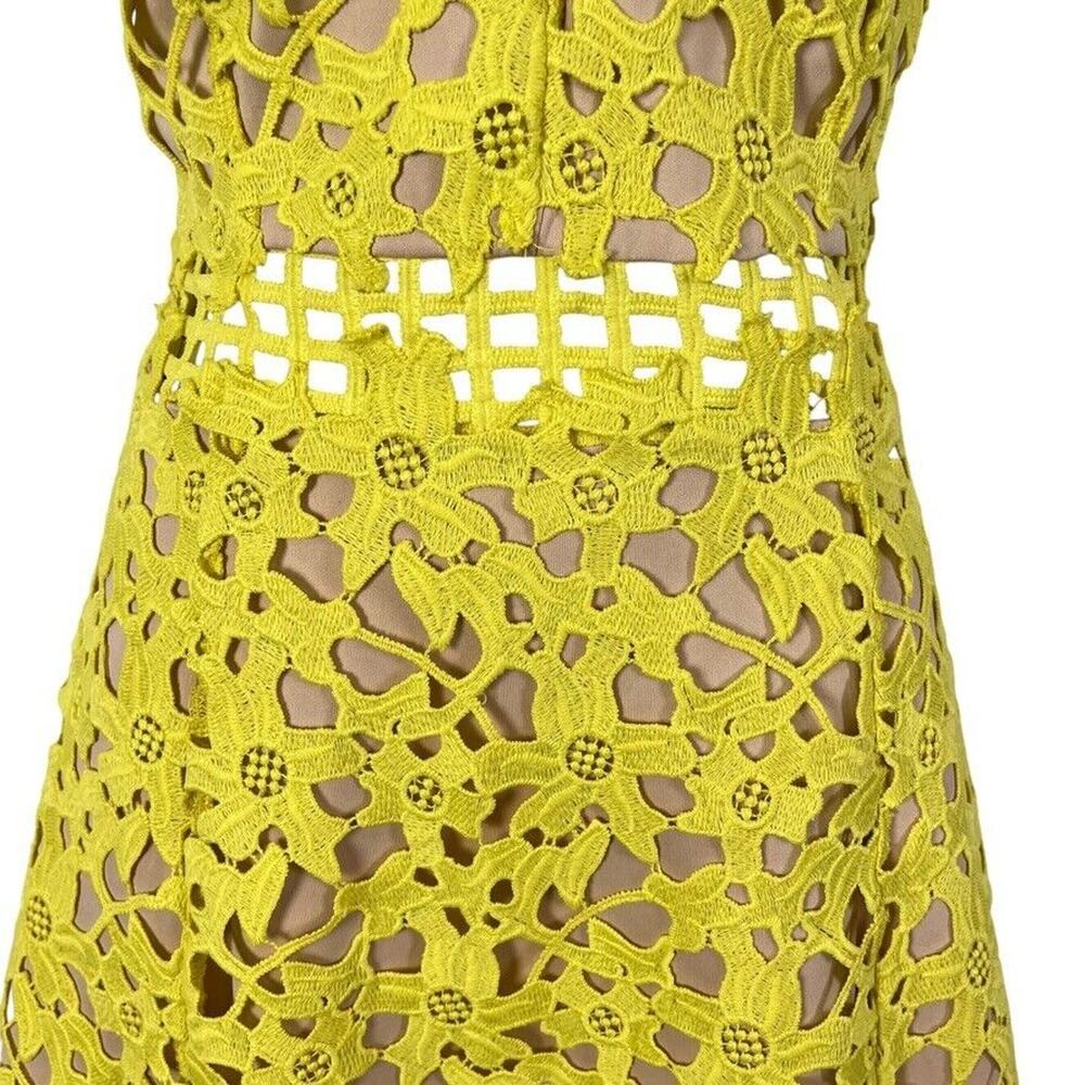 Lovers + Friends Bellini Yellow Lace Crochet Whimsigoth Fairy Dress Stretch M - Picture 8 of 16